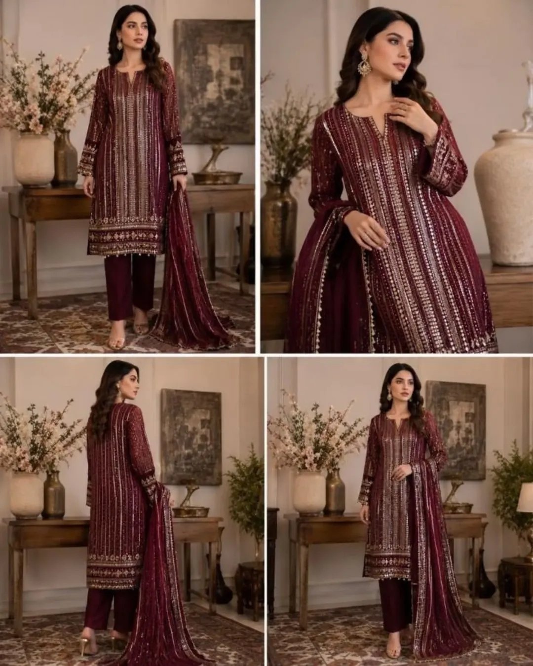 Chiffon embroidery 3 pcs suit image 0