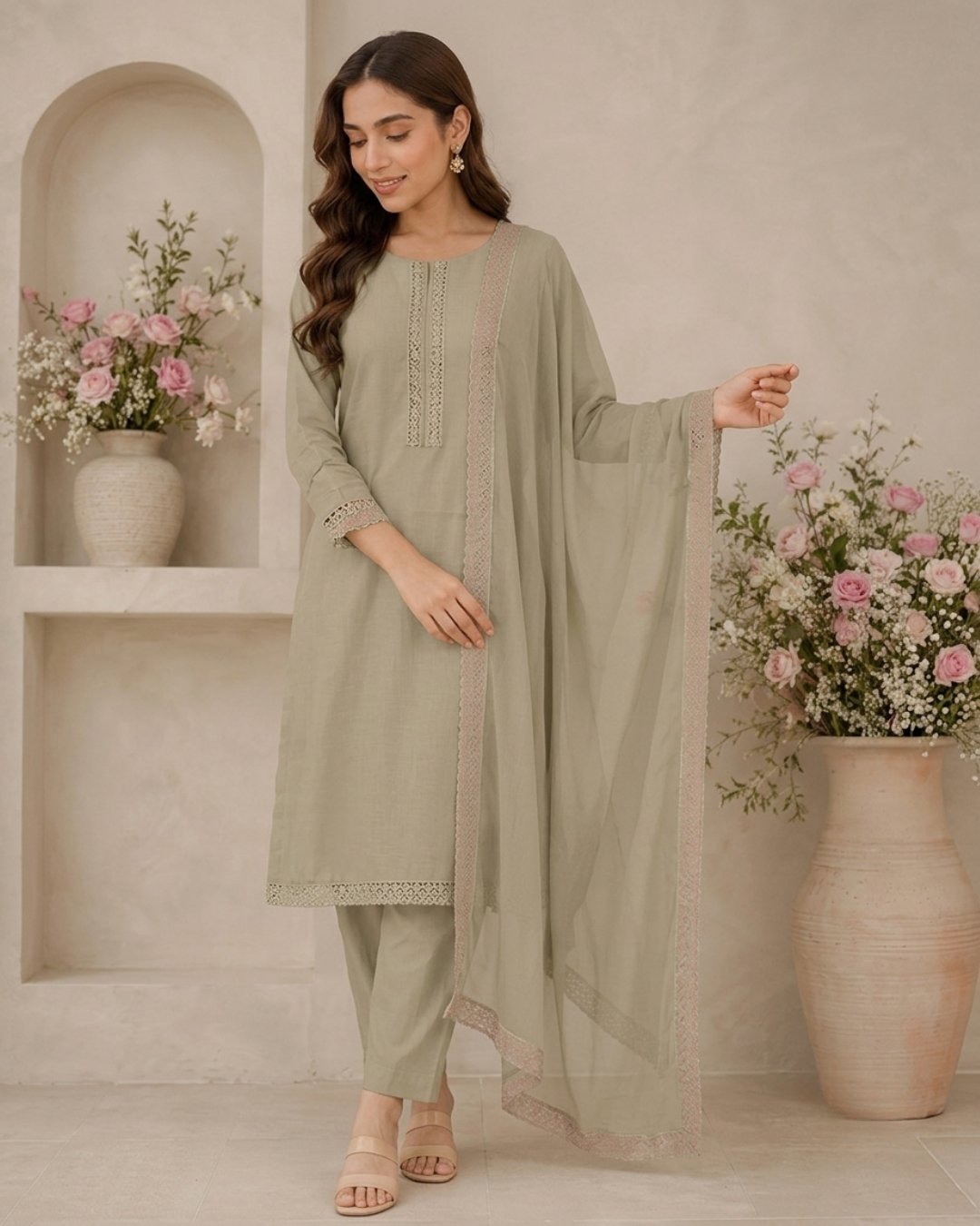 Beautifully Crafted Sage Green Outfit image 2