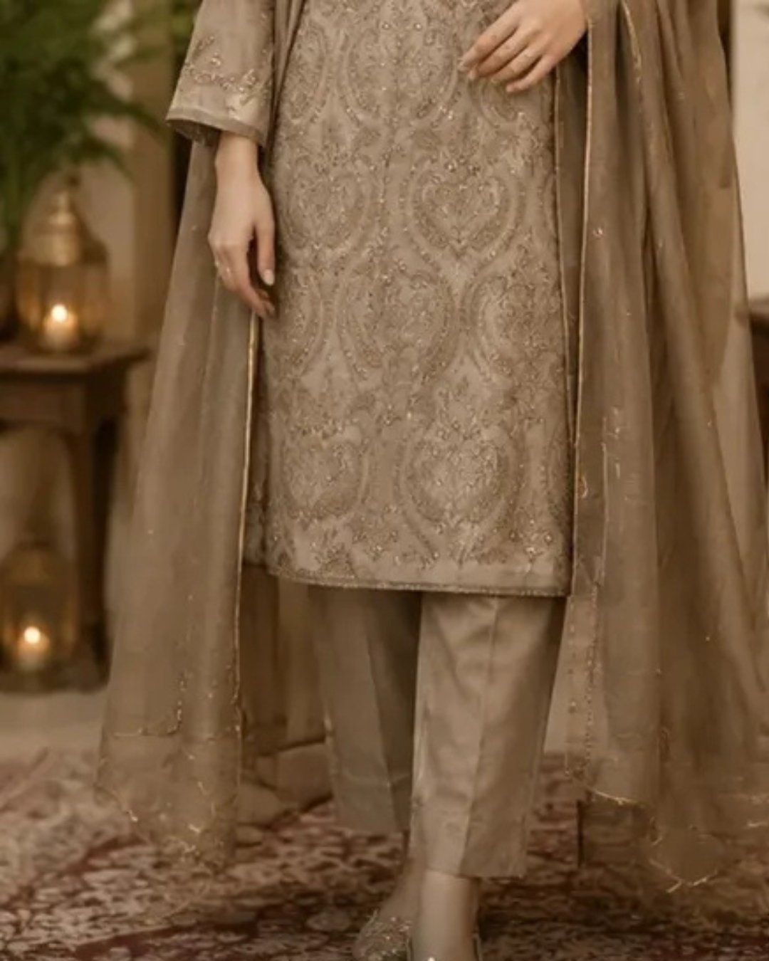 Cotton silk embroided three piece suit image 2