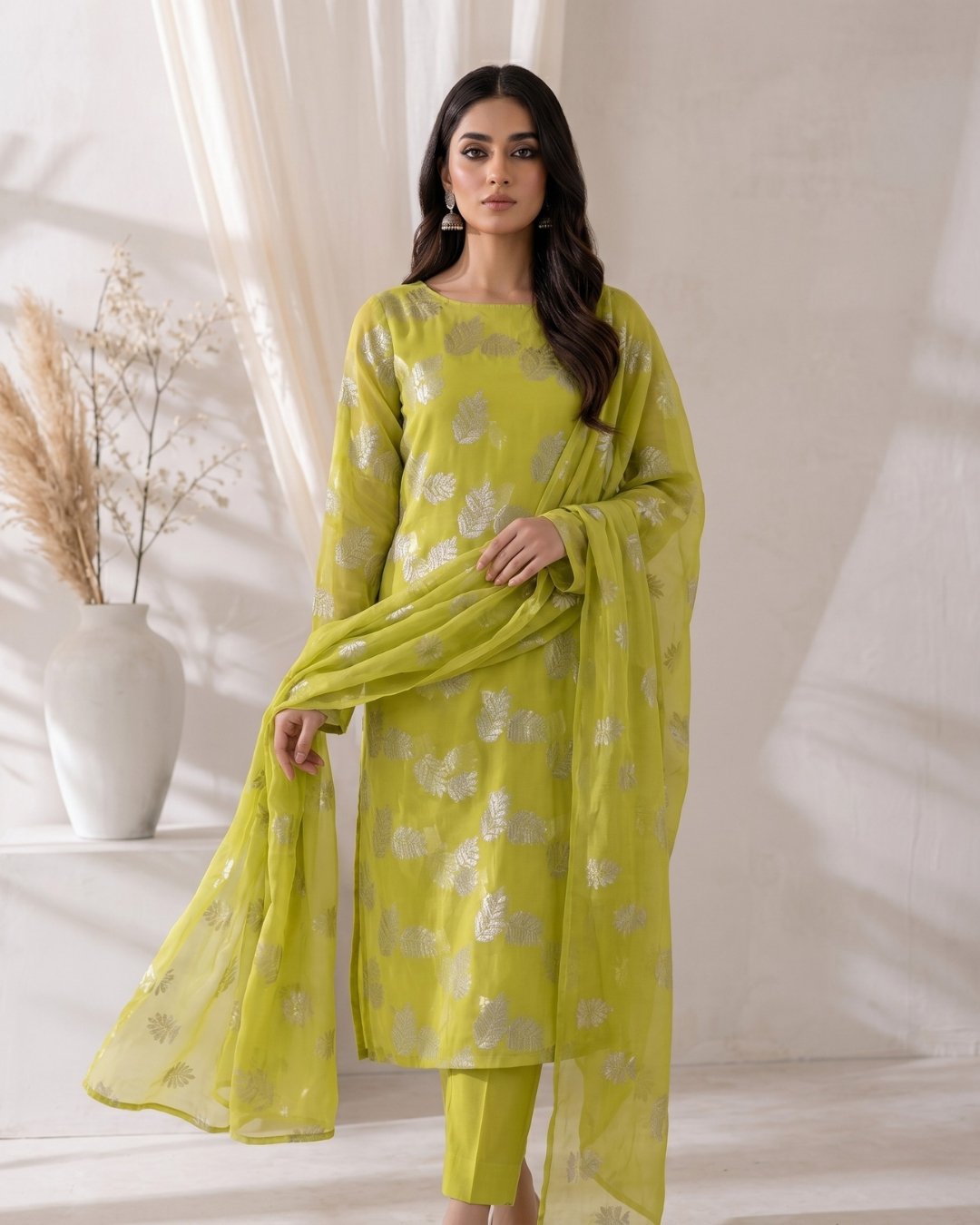 Chiffon embroidered 3 piece suit image 0