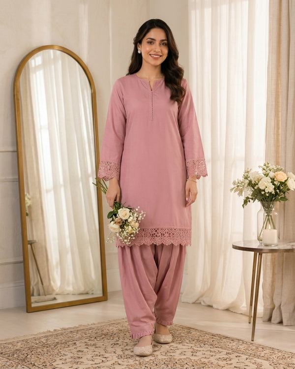Three piece sheesha silk with bomber chiffon dupatta