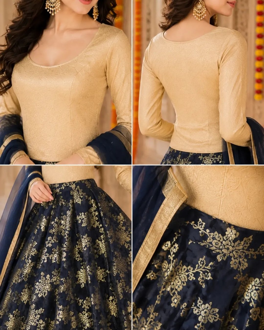 Banarsi Lehanga heavy jaal with plain shirt & Net dupatta image 1