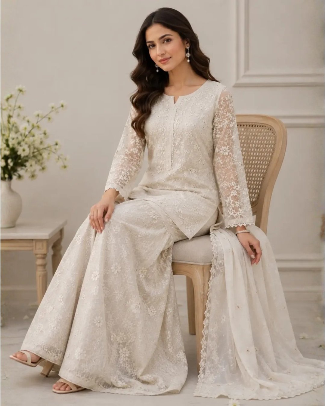 Bomber Chiffon embroided suit 3 piece image 0