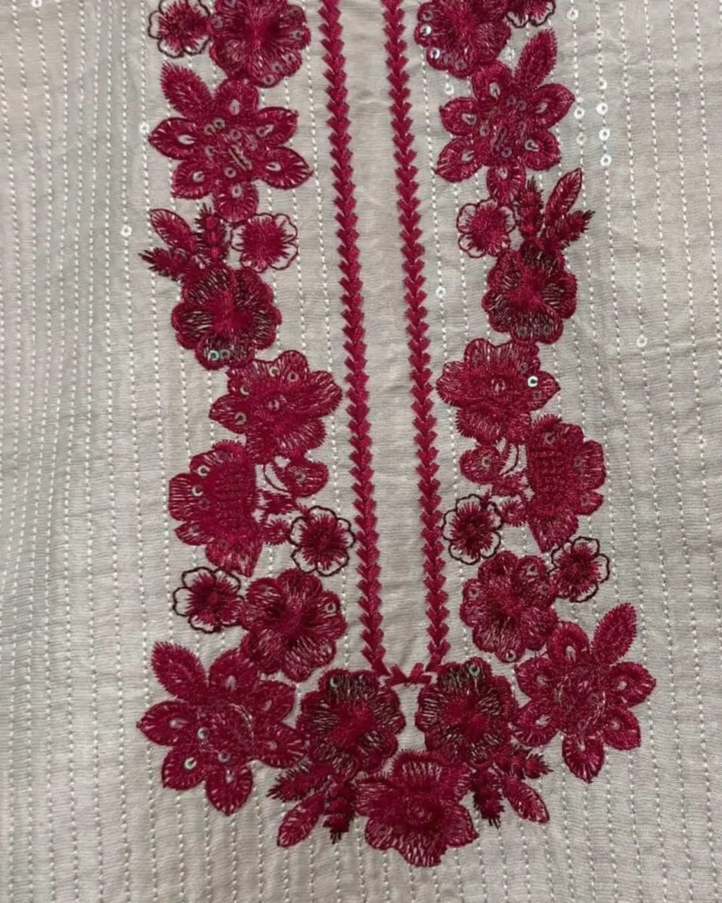 Cotton silk embroided suit with khaadi net dupatta image 2