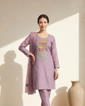 Cotton three piece embroided suit image 2