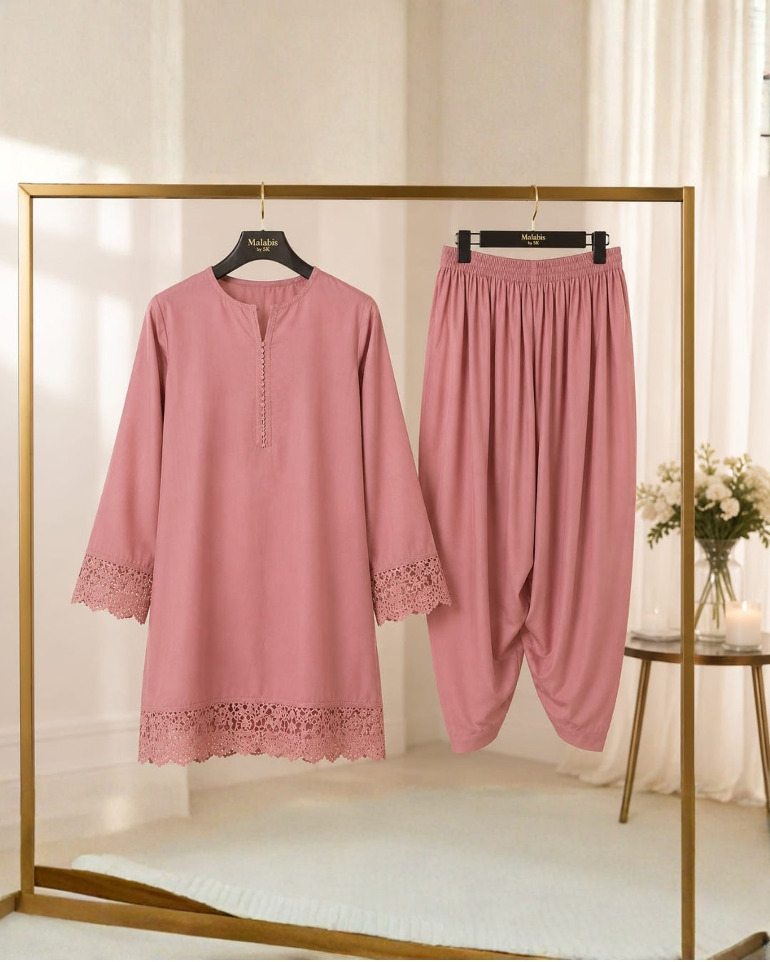 Three piece sheesha silk with bomber chiffon dupatta