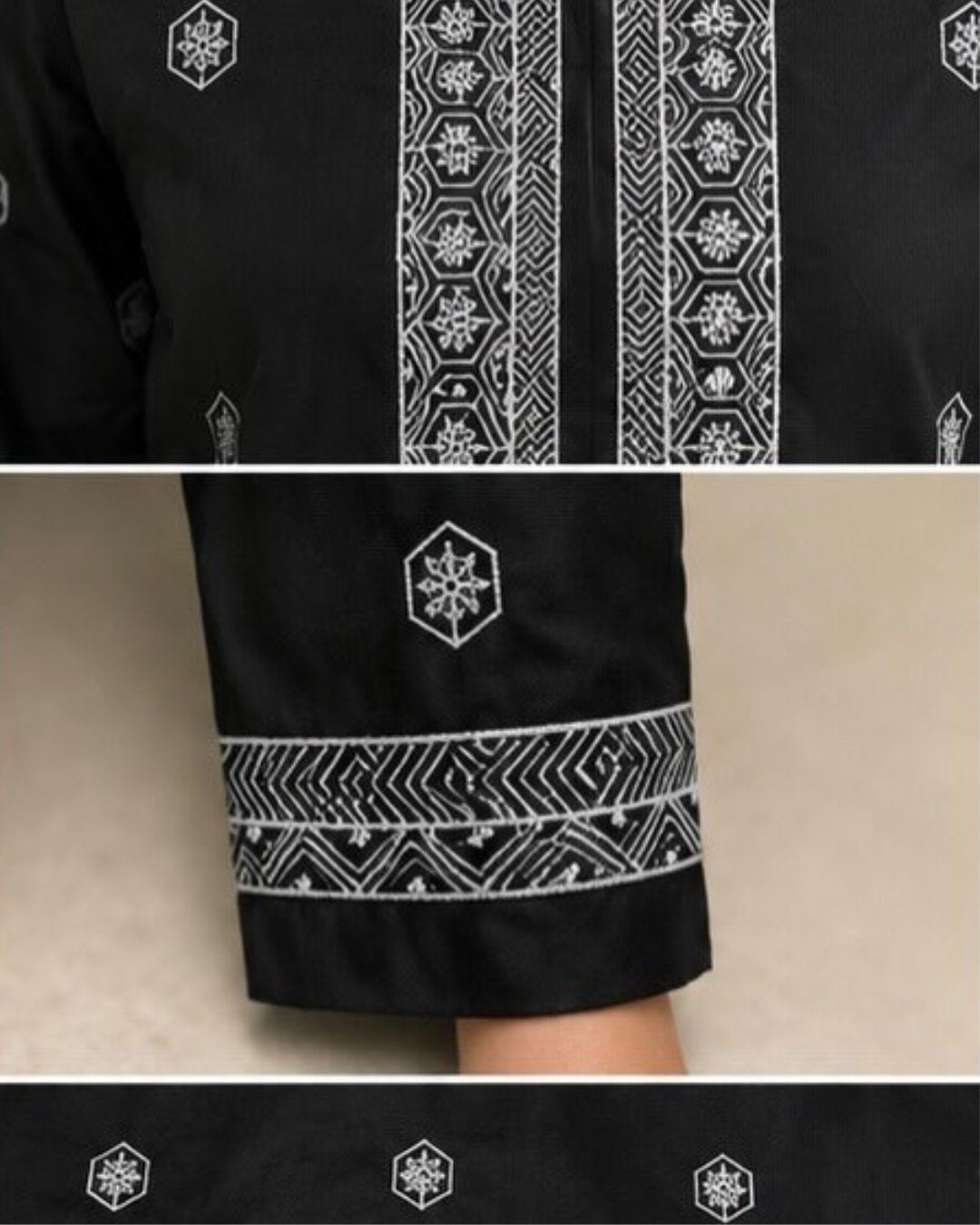 Cotton embroided three piece suit image 3