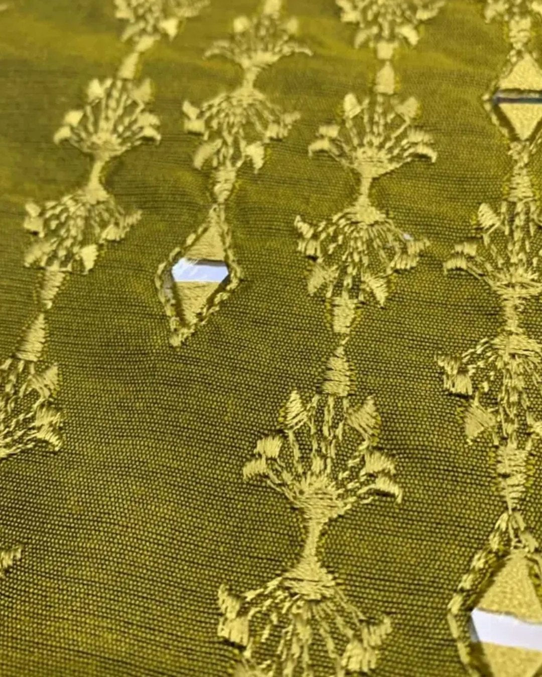 Cotton silk embroided 2 piece with mirror work image 4