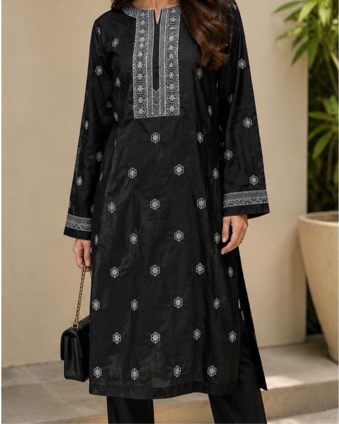 Cotton embroided three piece suit image 1