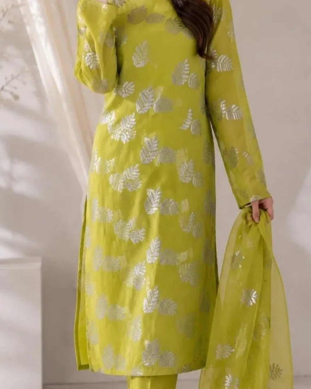 Chiffon embroidered 3 piece suit image 4