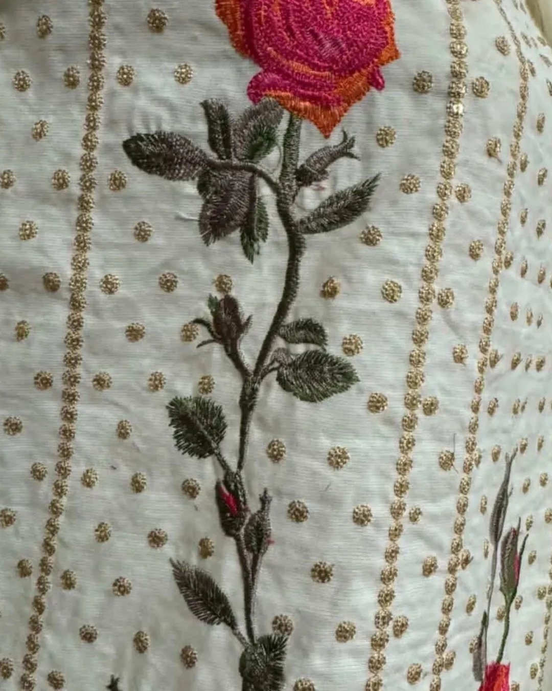 Cottom silk multi resham embroided three piece suit image 5