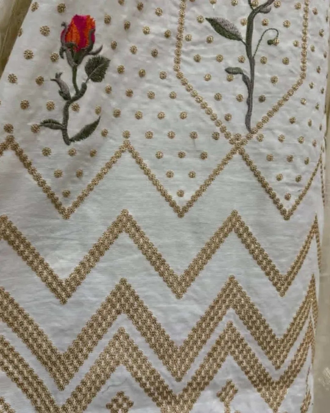 Cottom silk multi resham embroided three piece suit image 4