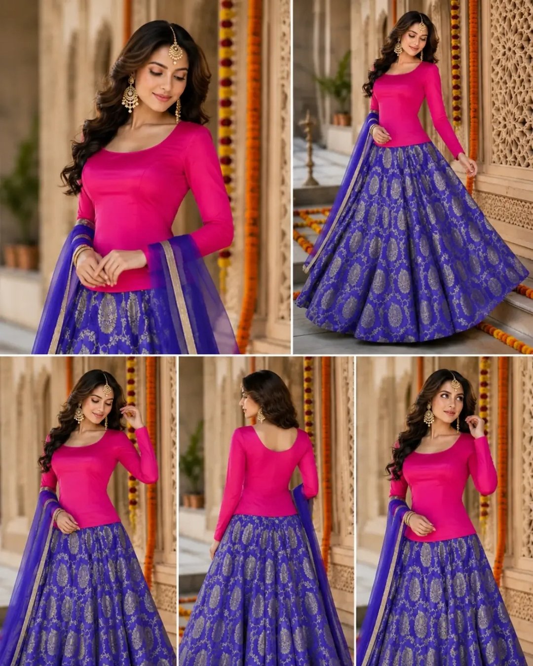 Banarsi Lehanga heavy jaal with plain shirt & Net dupatta image 2