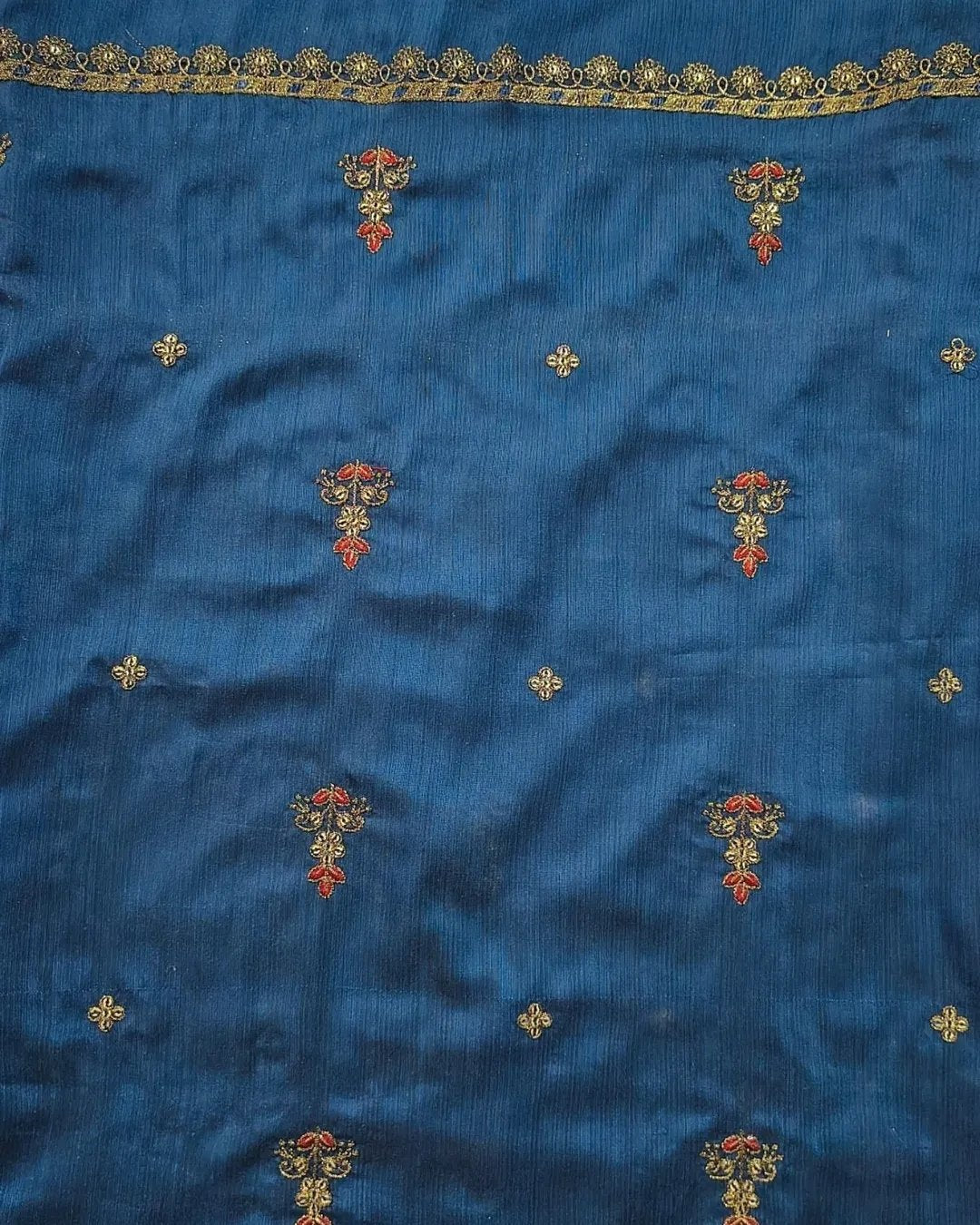 Cotton silk tilla & resham embroided 3 piece image 5