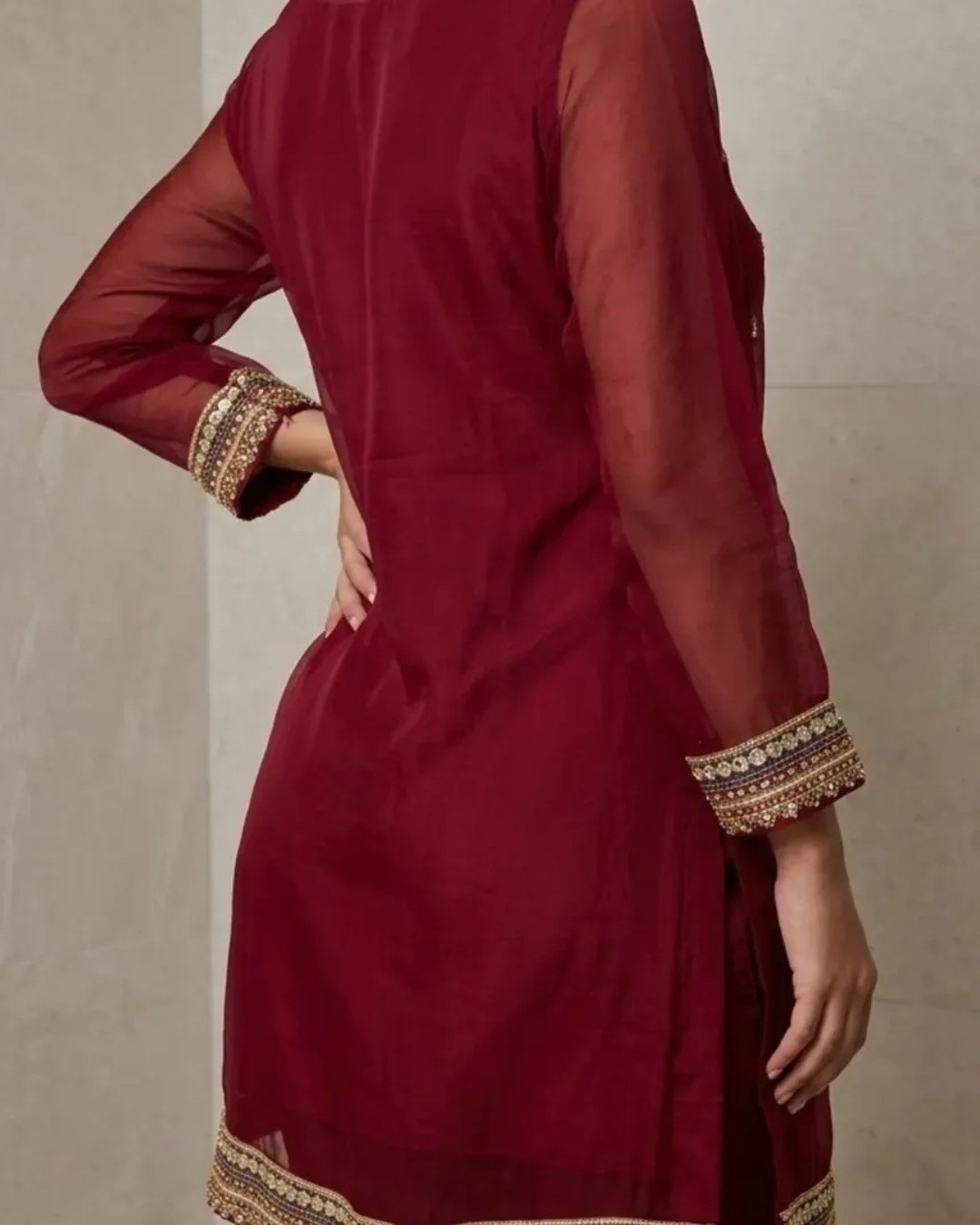 Chiffon embroidered 3 piece suit image 4