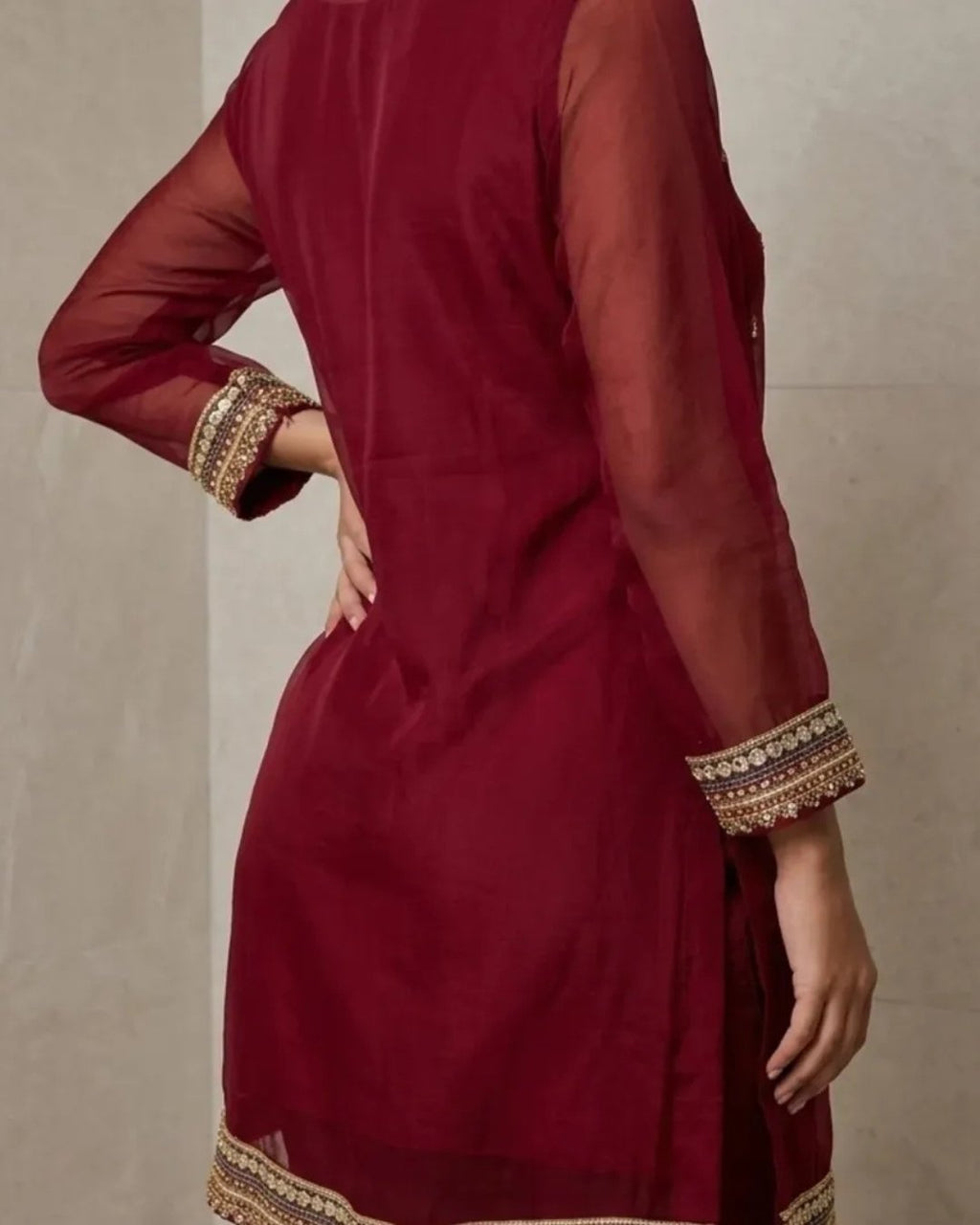 Chiffon embroidered 3 piece suit image 4