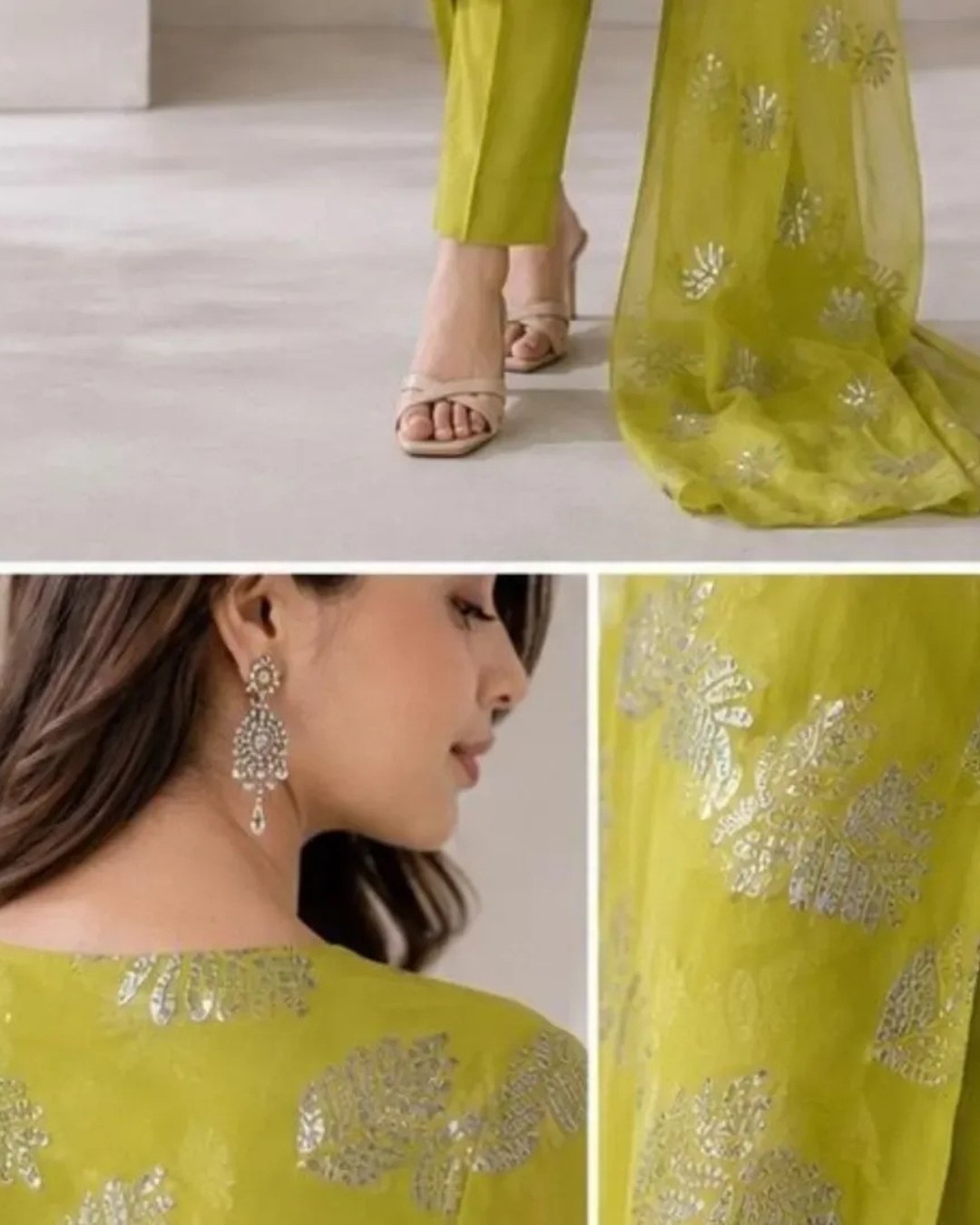 Chiffon embroidered 3 piece suit image 1