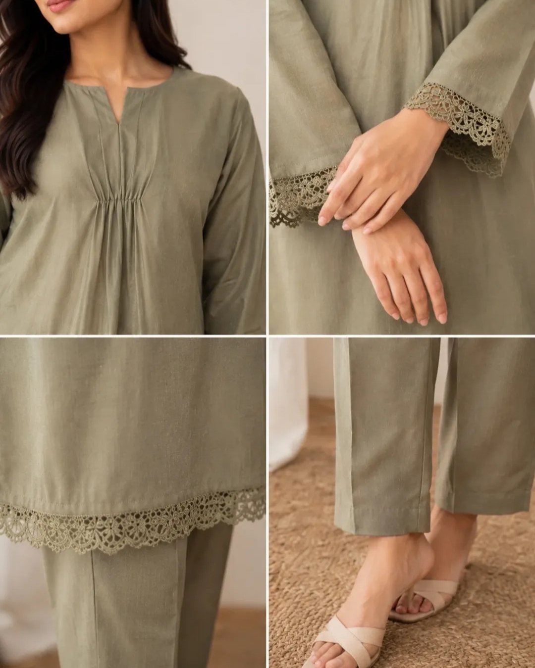 Cotton two piece (Stitched & Unstitched) image 1