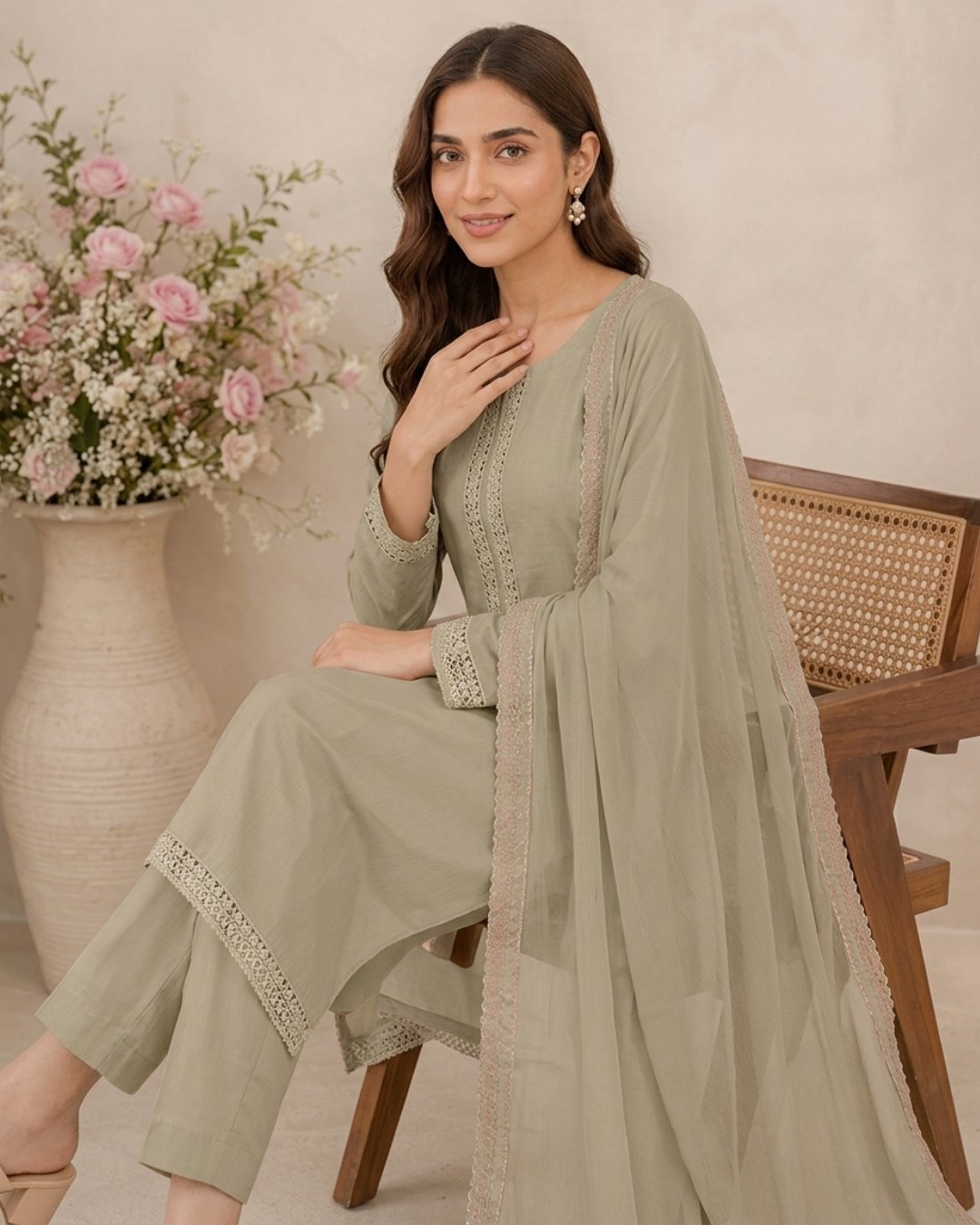 Beautifully Crafted Sage Green Outfit image 1
