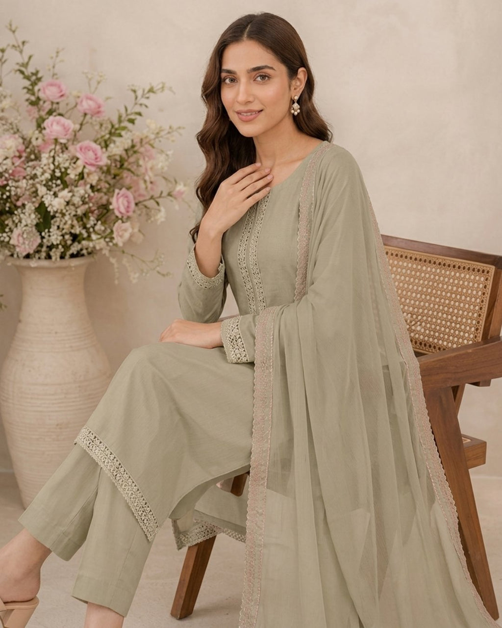 Beautifully Crafted Sage Green Outfit image 1