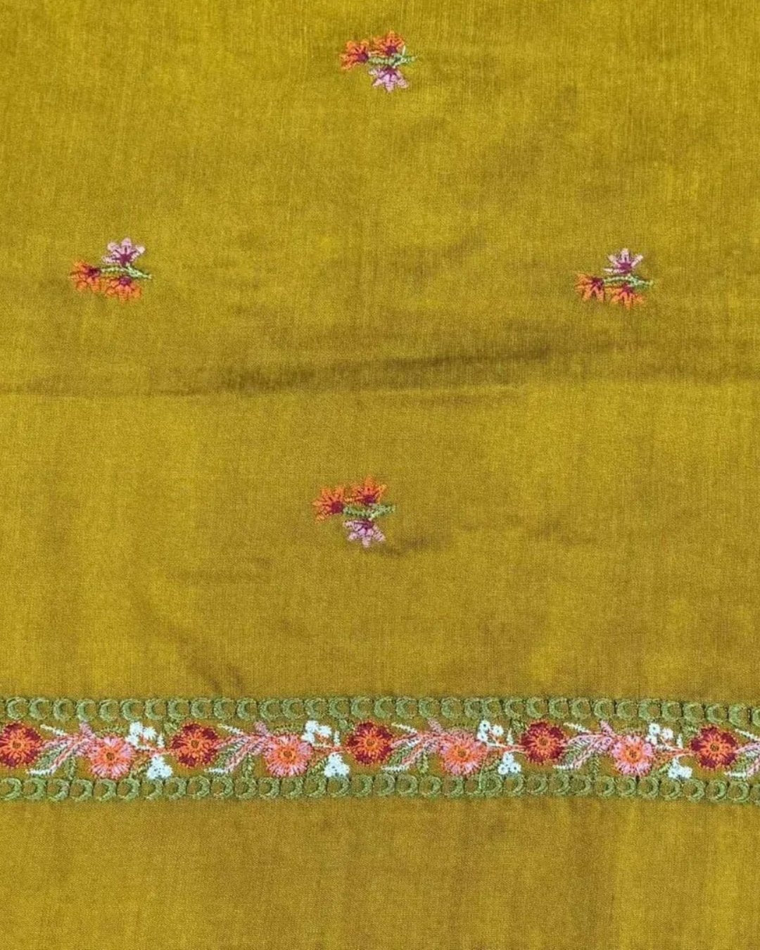 Cotton silk multi resham embroided three piece suit image 5