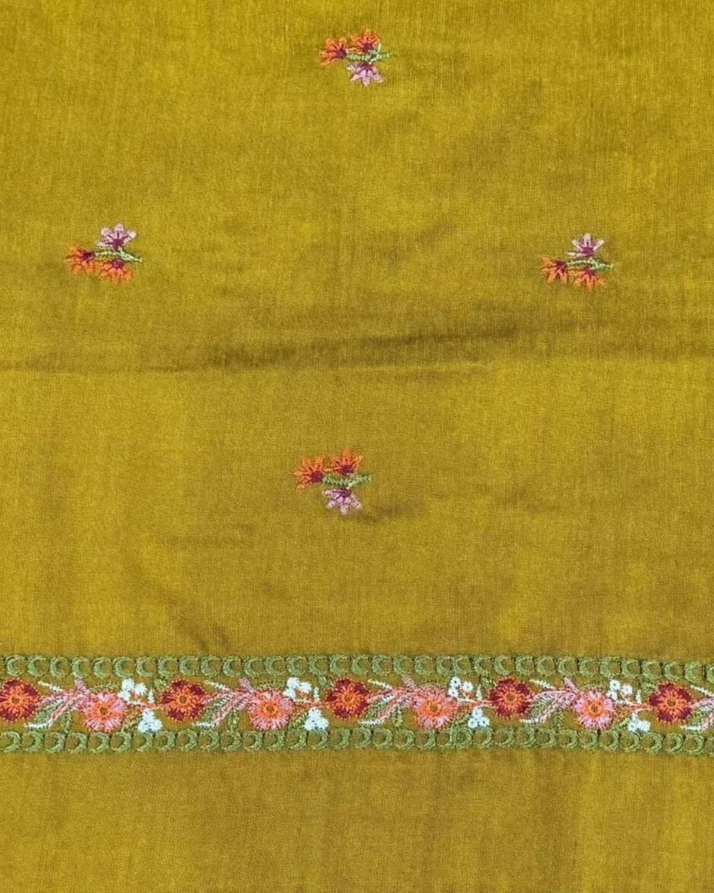 Cotton silk multi resham embroided three piece suit image 5