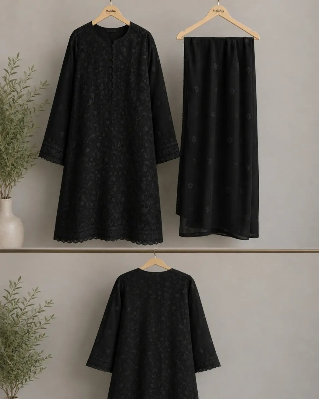 Bomber chiffon chicken kaari embroidery Three piece suit image 0
