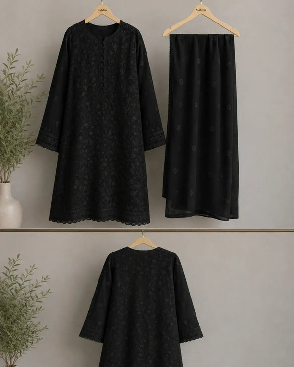 Bomber chiffon chicken kaari embroidery Three piece suit image 0