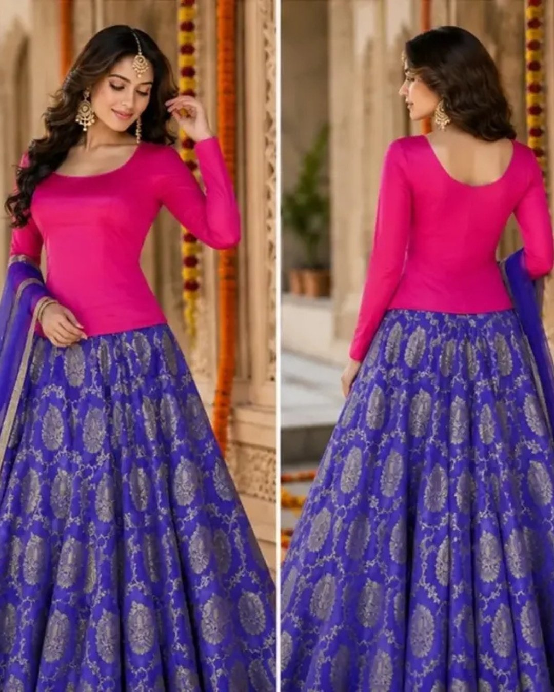 Banarsi Lehanga heavy jaal with plain shirt & Net dupatta image 0