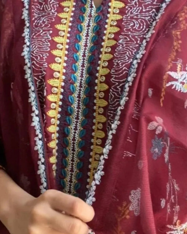 Cotton silk embroided three piece suit image 4