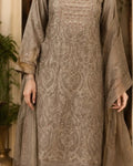 Cotton silk embroided three piece suit - Stitched image