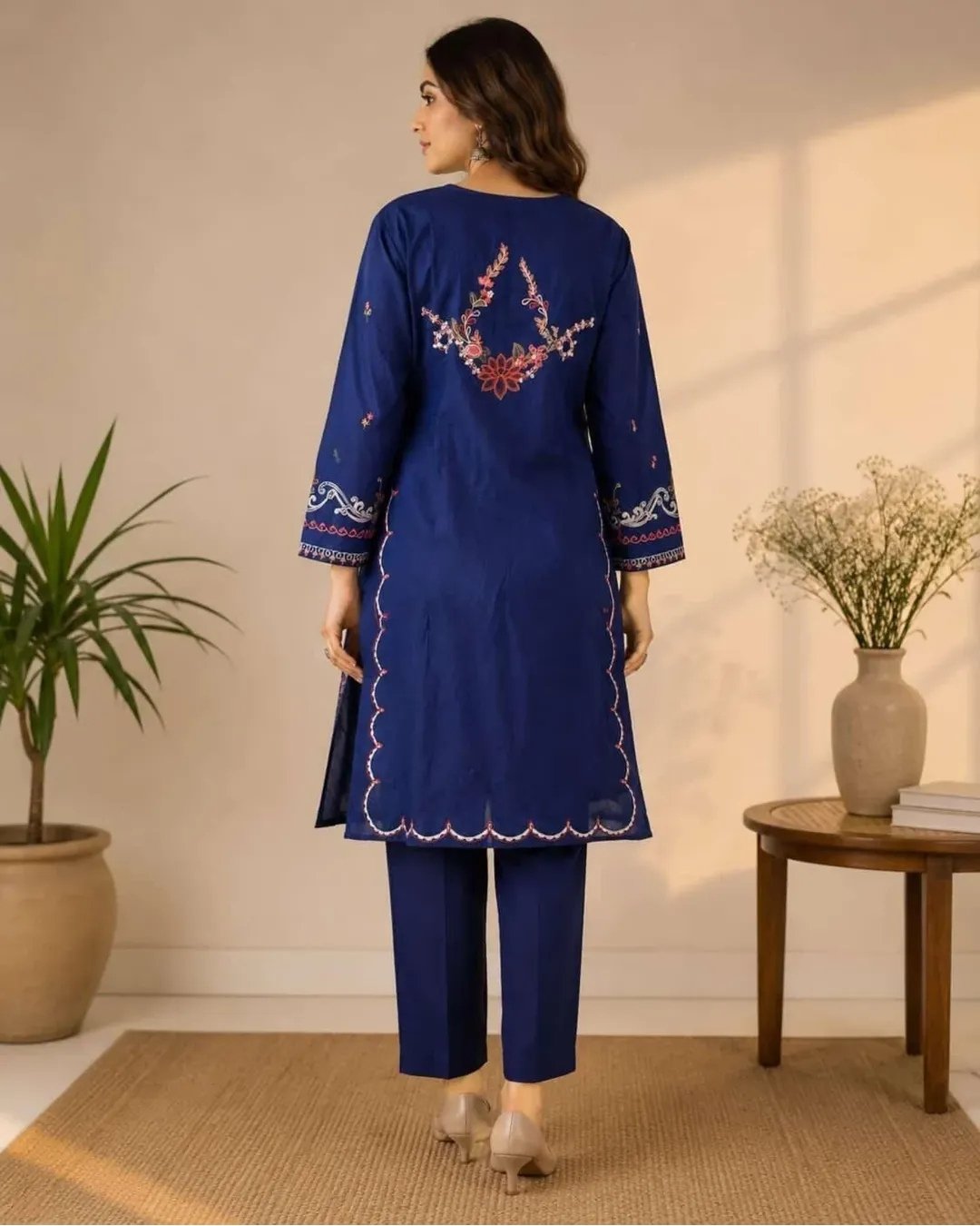 Russian silk embroidered shirt with appliques Russian silk trouser image 1