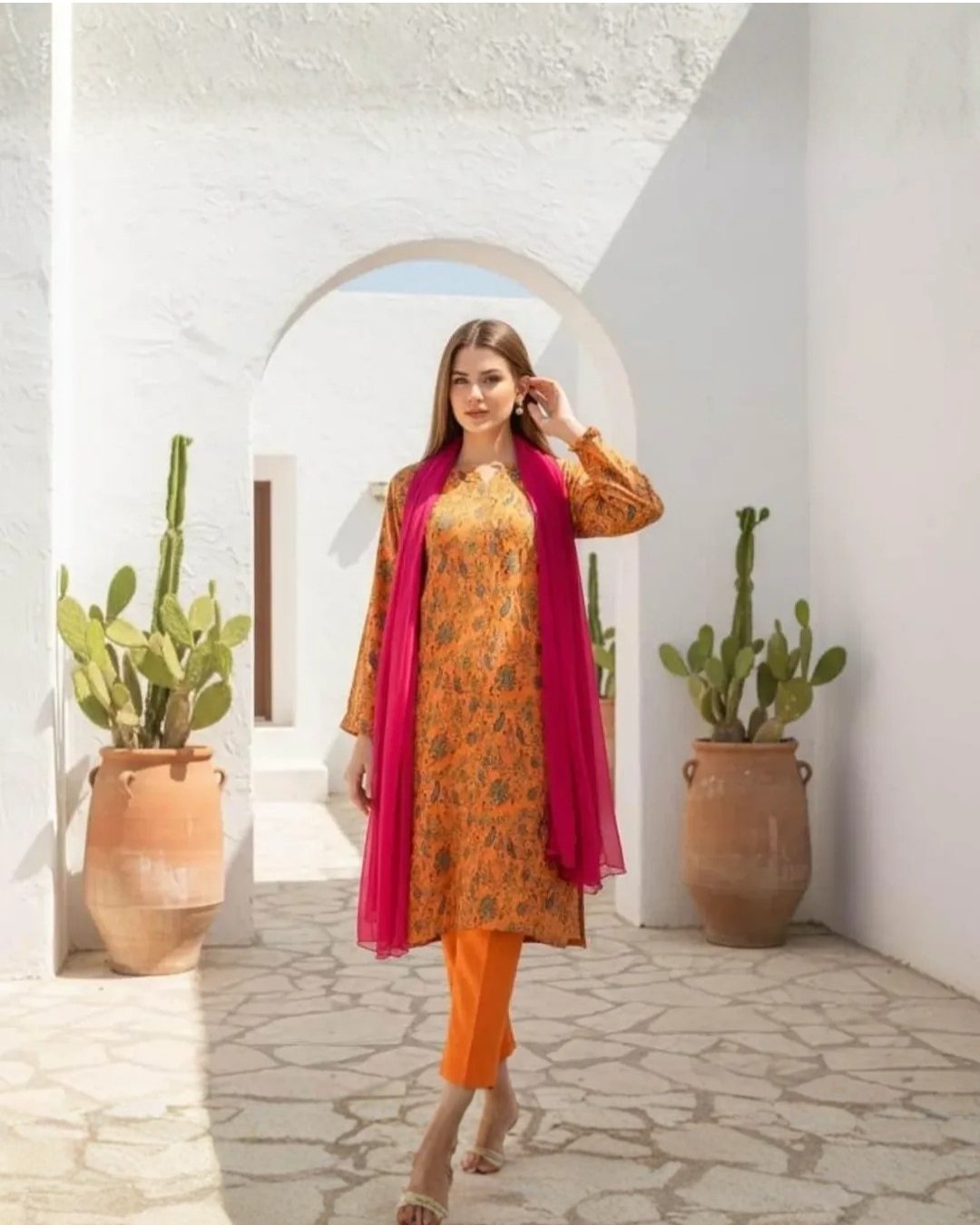 Sheesha silk floral printed kurti image 1