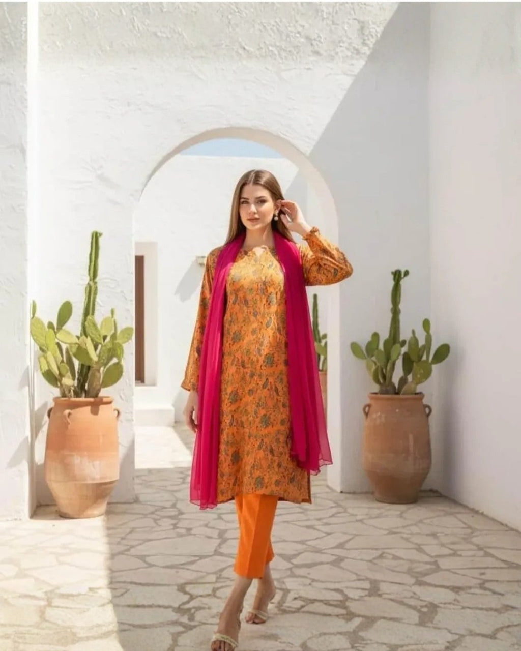 Sheesha silk floral printed kurti image 1