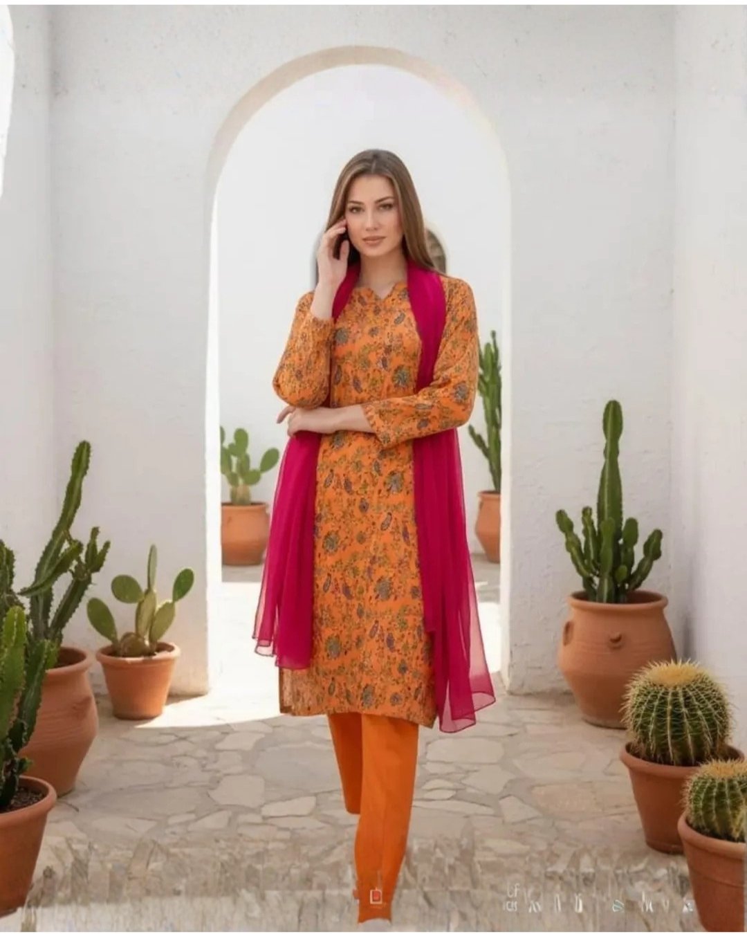 Sheesha silk floral printed kurti - Stitched image