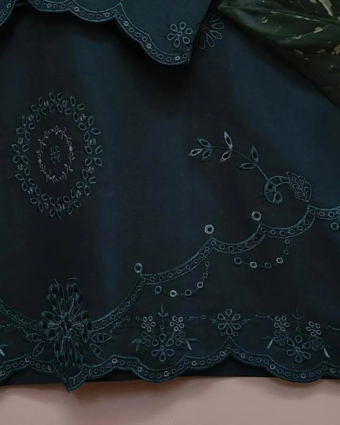 Karandi cotton shirt with resham embroidery, cut work sleeves and daman image 4
