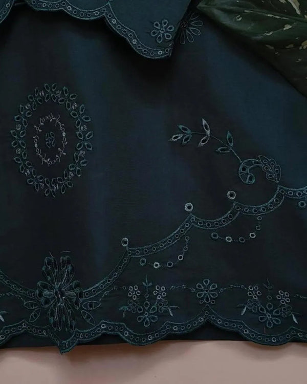 Karandi cotton shirt with resham embroidery, cut work sleeves and daman image 4