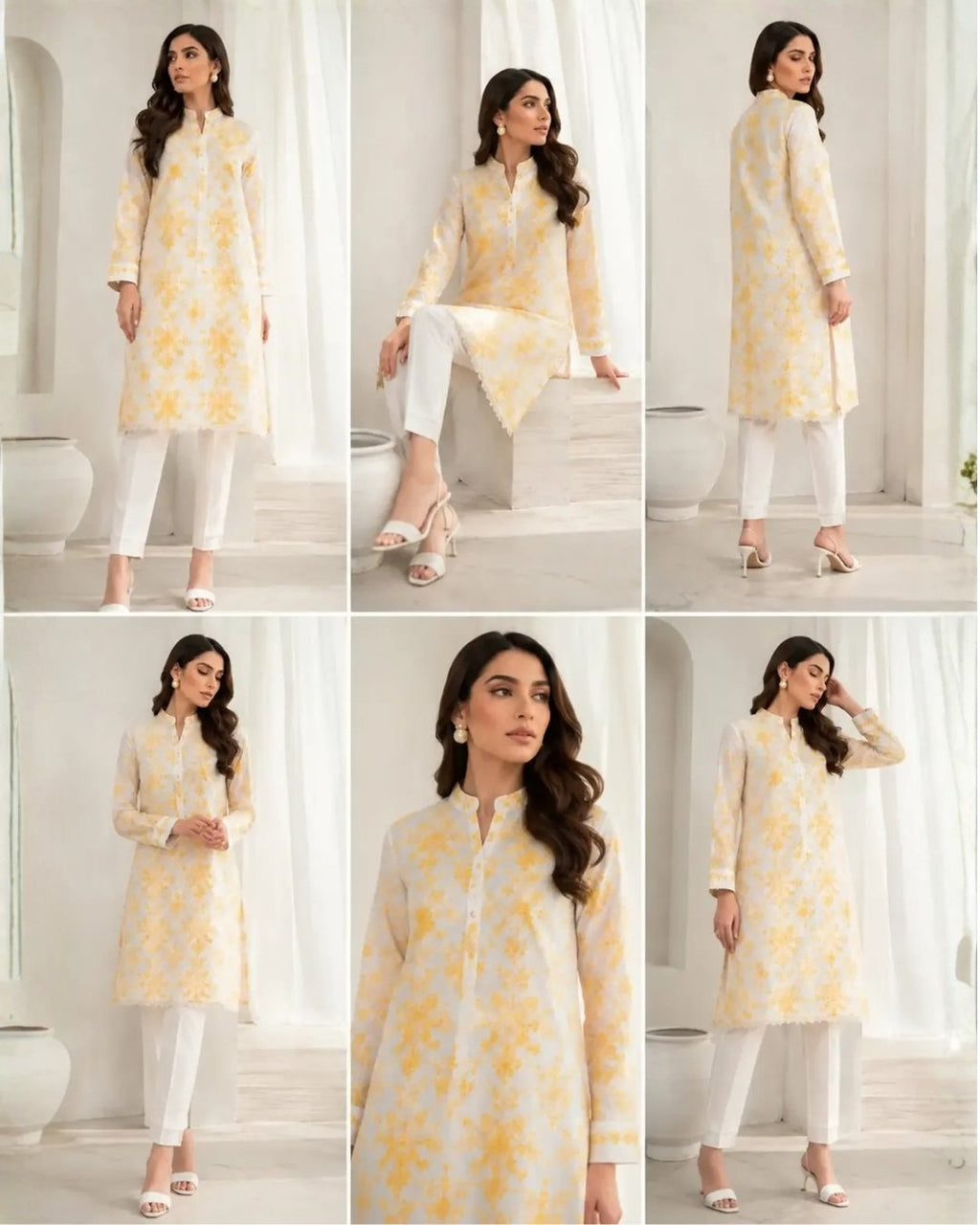 Golden embroidery on a timeless white canvas image 1