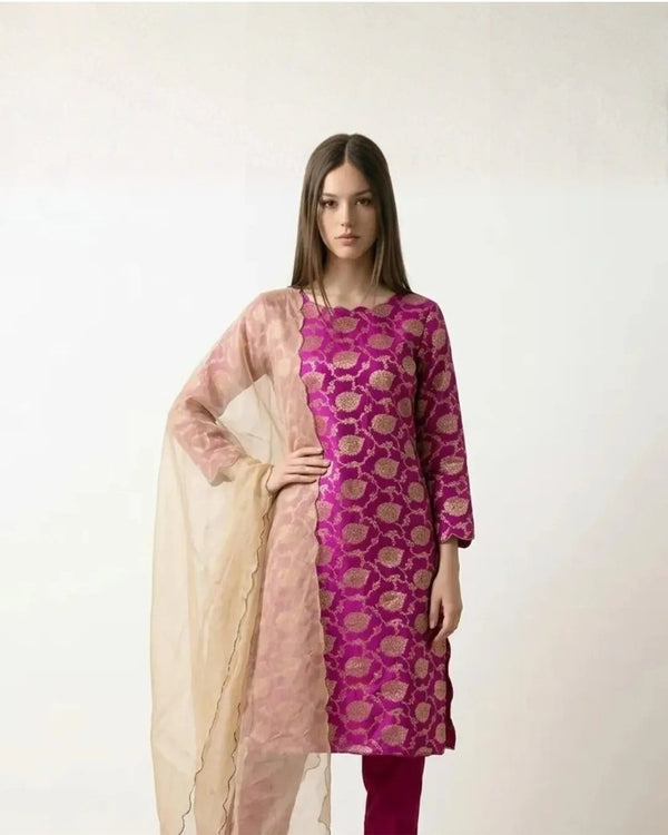 Banarsi jamawaar Suit - Unstitched image