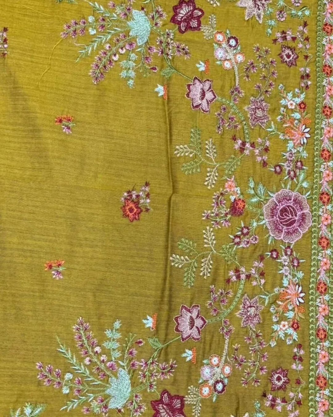 Cotton silk multi resham embroided three piece suit image 3