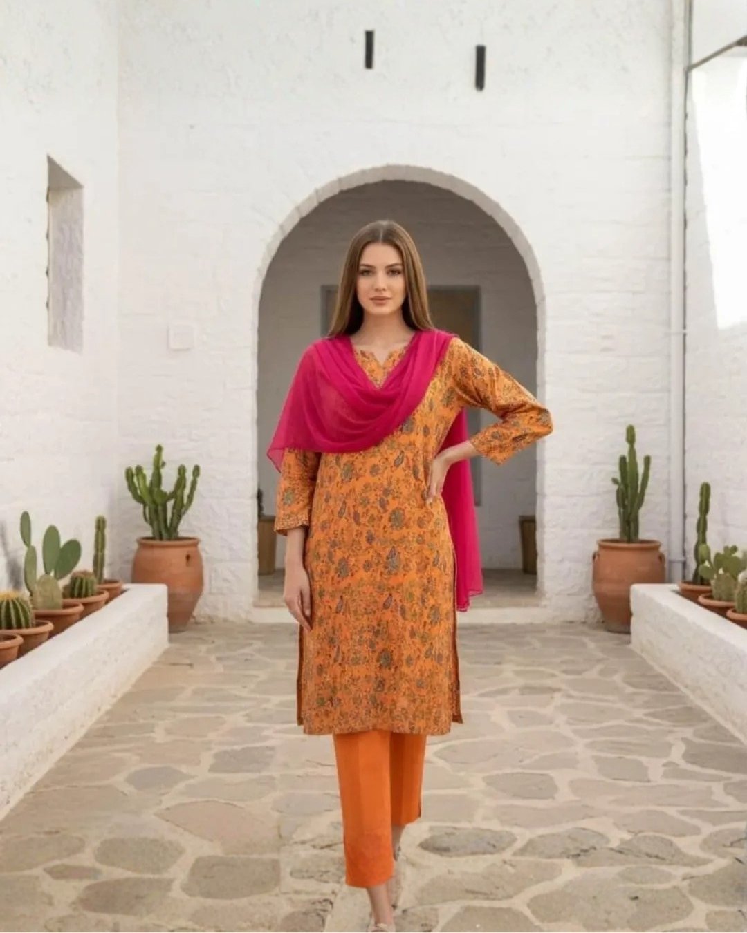 Sheesha silk floral printed kurti image 3