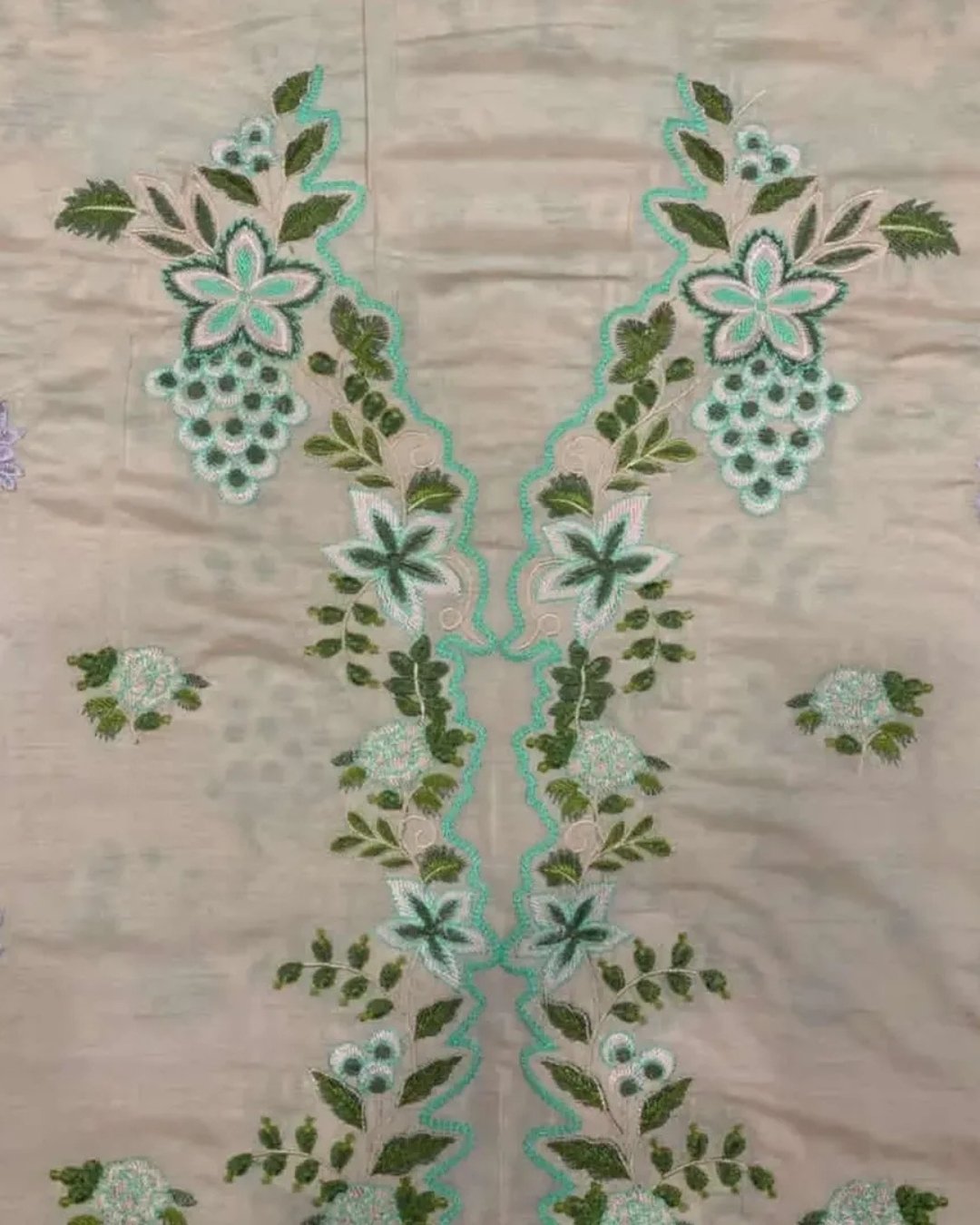 Cotton silk multi resham embroided three piece suit image 4