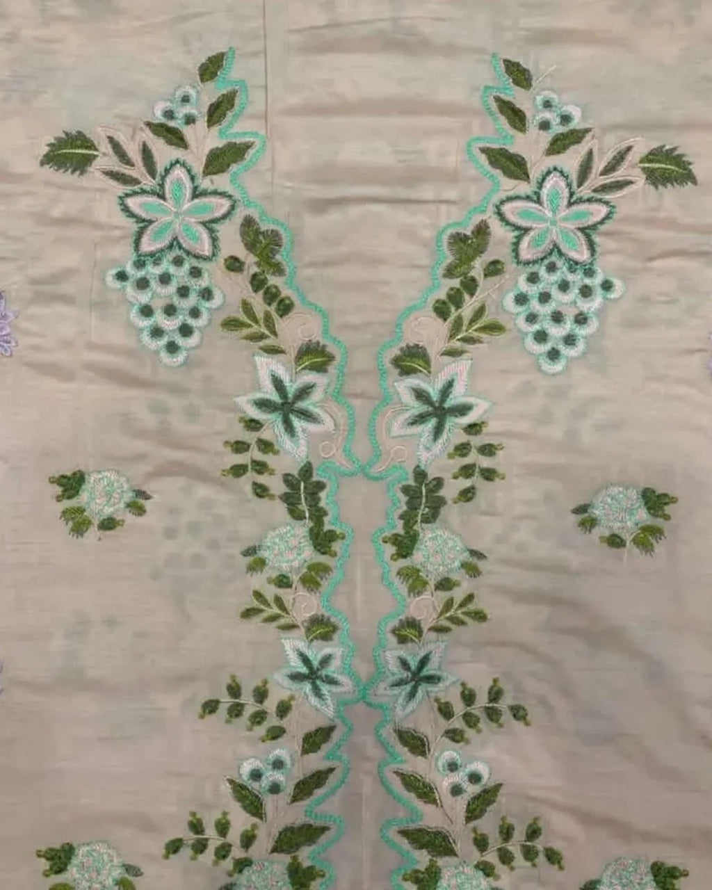 Cotton silk multi resham embroided three piece suit image 4
