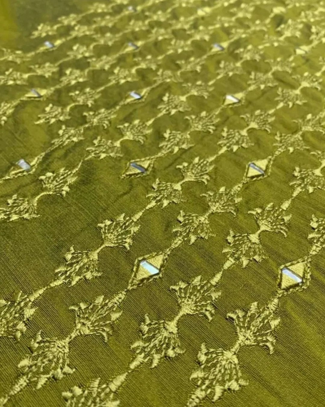 Cotton silk embroided 2 piece with mirror work image 2