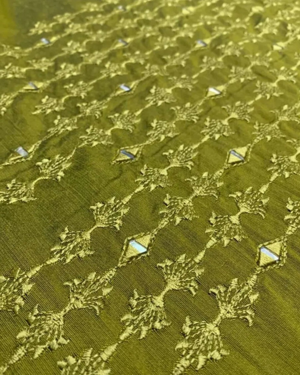 Cotton silk embroided 2 piece with mirror work image 2