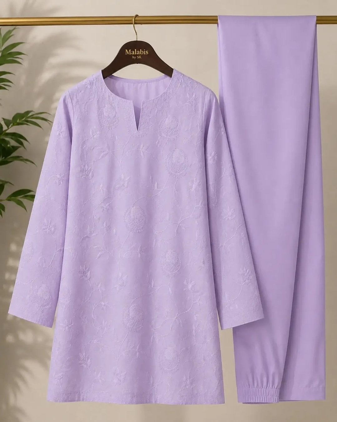 Embroidered Lavender 3-Piece Outfit - Unstitched image