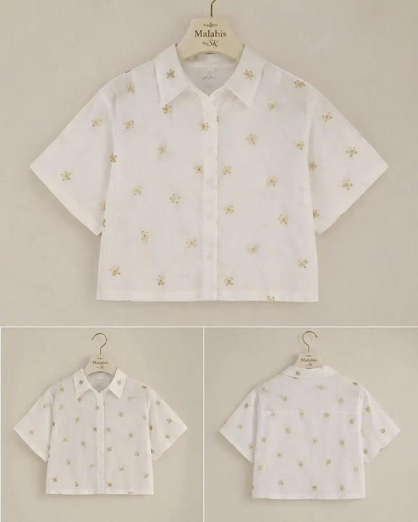 Raw Silk embroided Lehanga with short shirt image 1