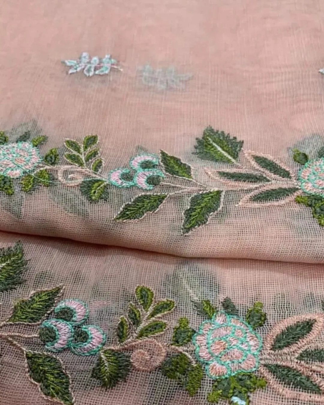 Cotton silk multi resham embroided three piece suit image 5