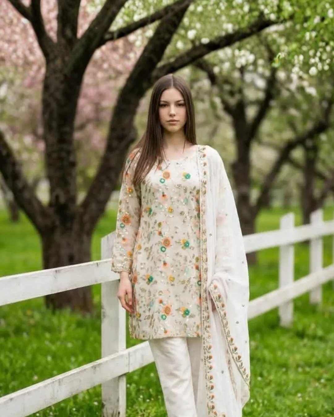 Chiffon 3 piece suit - Unstitched image