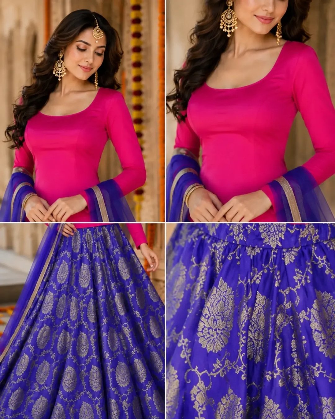 Banarsi Lehanga heavy jaal with plain shirt & Net dupatta image 1